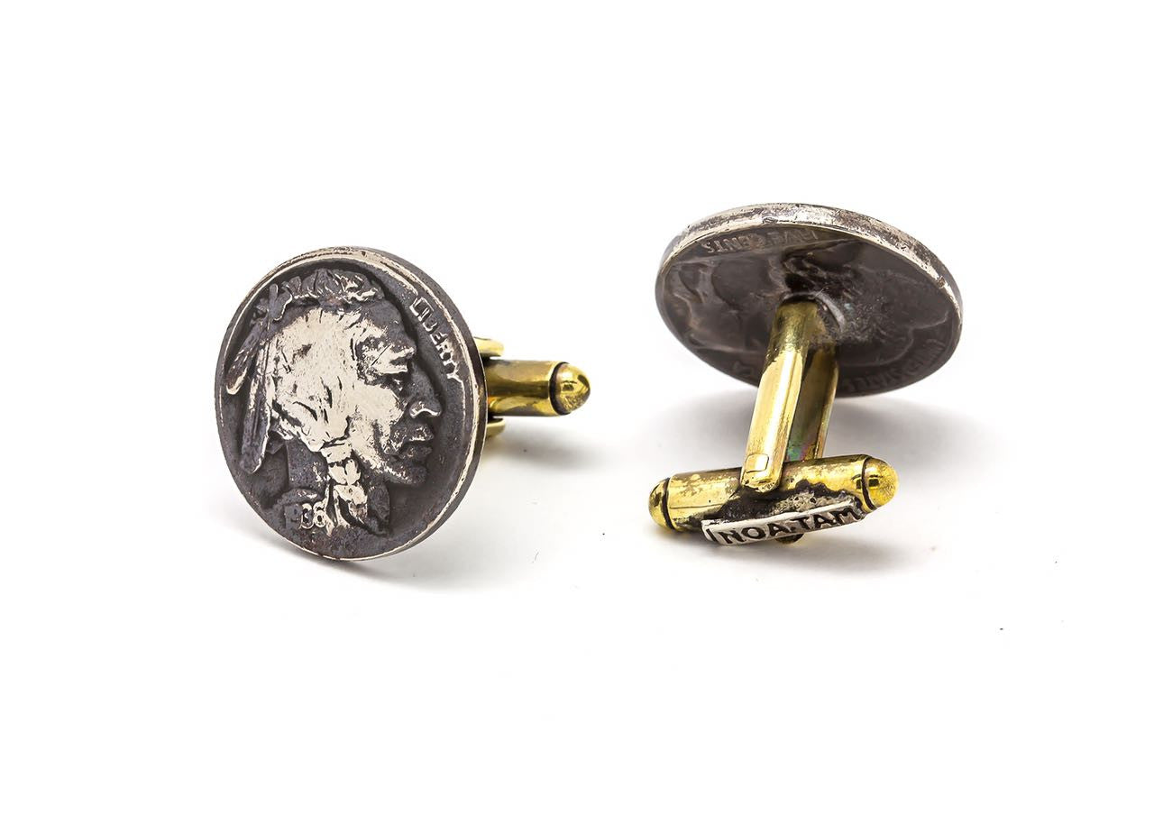 Coin cufflink with the Buffalo Nickel coin of USA