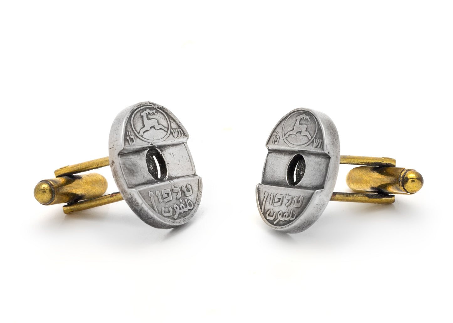 Asimon Telephone Token Cufflinks - Old Israeli Collector's Phone Token