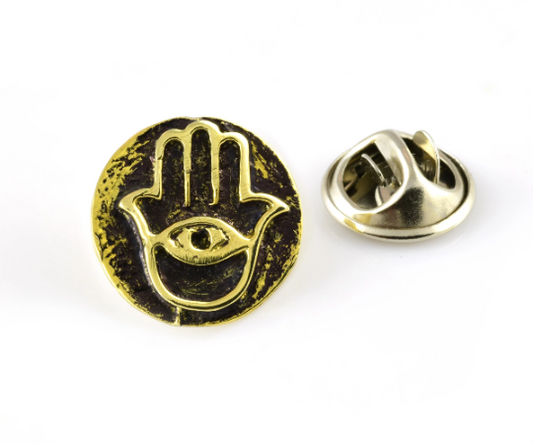 Brass Hamsa Brooch, Evil Eye Hamsa, Hamsa Medallion, Handmade Brooch, Hamsa Pin, Bohemian Brooch, Pin Coin, Unique Brooches, Special Pin