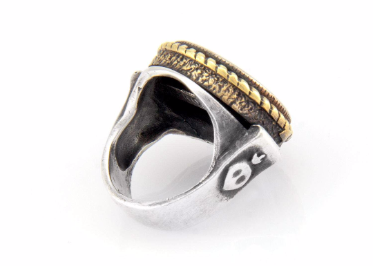 Coin ring with the Owl coin medallion Noa Tam coin jewelry owl ring