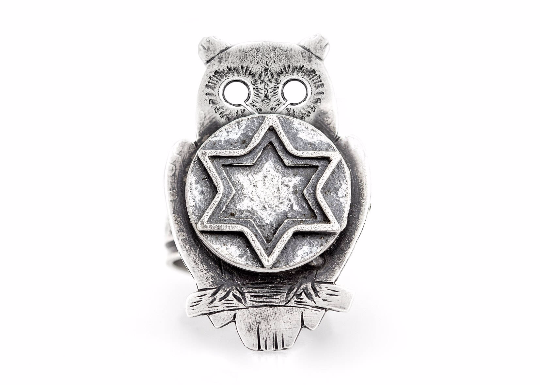 Coin ring with the Star of David coin medallion on owl Star of David jewelry jewish ring Jewish jewelry