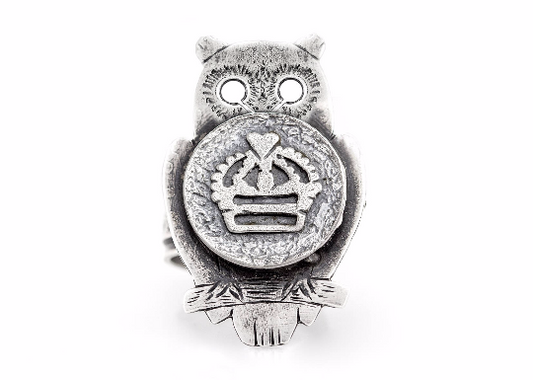 925 Silver Owl Ring with Crown