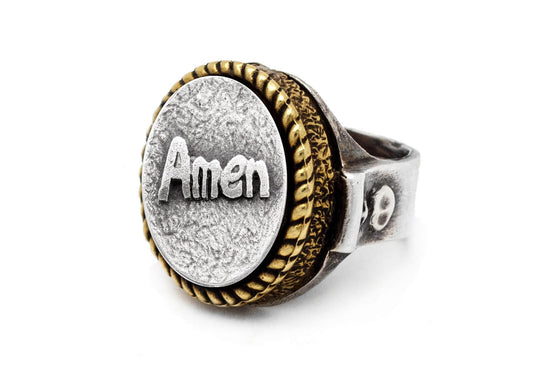 Silver Ring with Amen coin