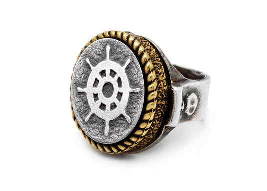 coin ring with the Wheel coin medallion sea jewelry wheel ring Noa Tam coin jewelry