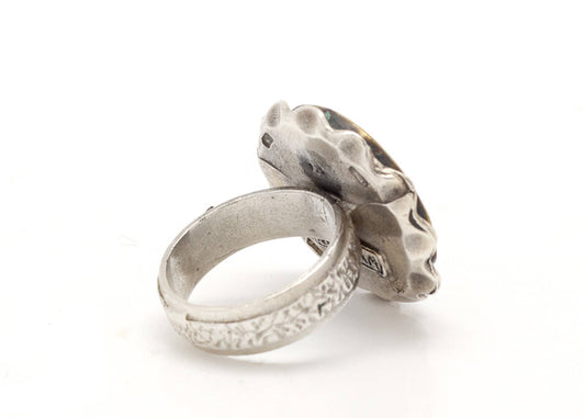 Coin ring with the 5 Cent coin of Netherlands with sterling silver ring