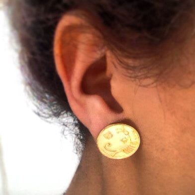 Guidance Israeli Coin with Antique Boat Sheqel Earrings
