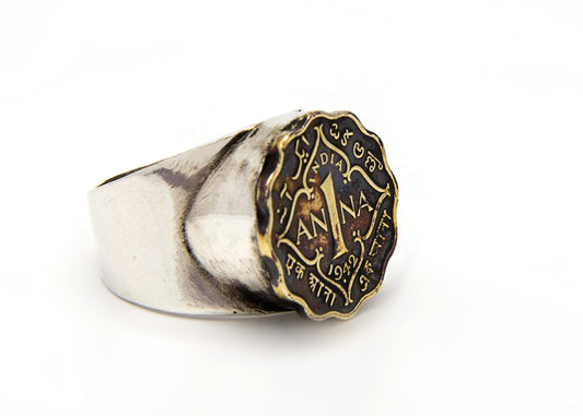 Old Silver Coin Ring - British Indian Coin With the King of India