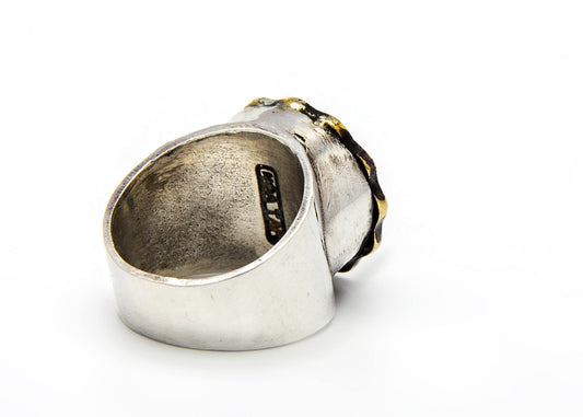 Old Silver Coin Ring - British Indian Coin With the King of India