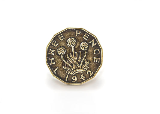 British Old, Collector's Coin Ring - 3 Pence coin of Great Britain Coin