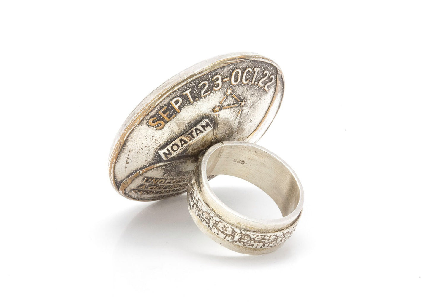Libra Sign Astrology Zodiac Medallion Silver Ring
