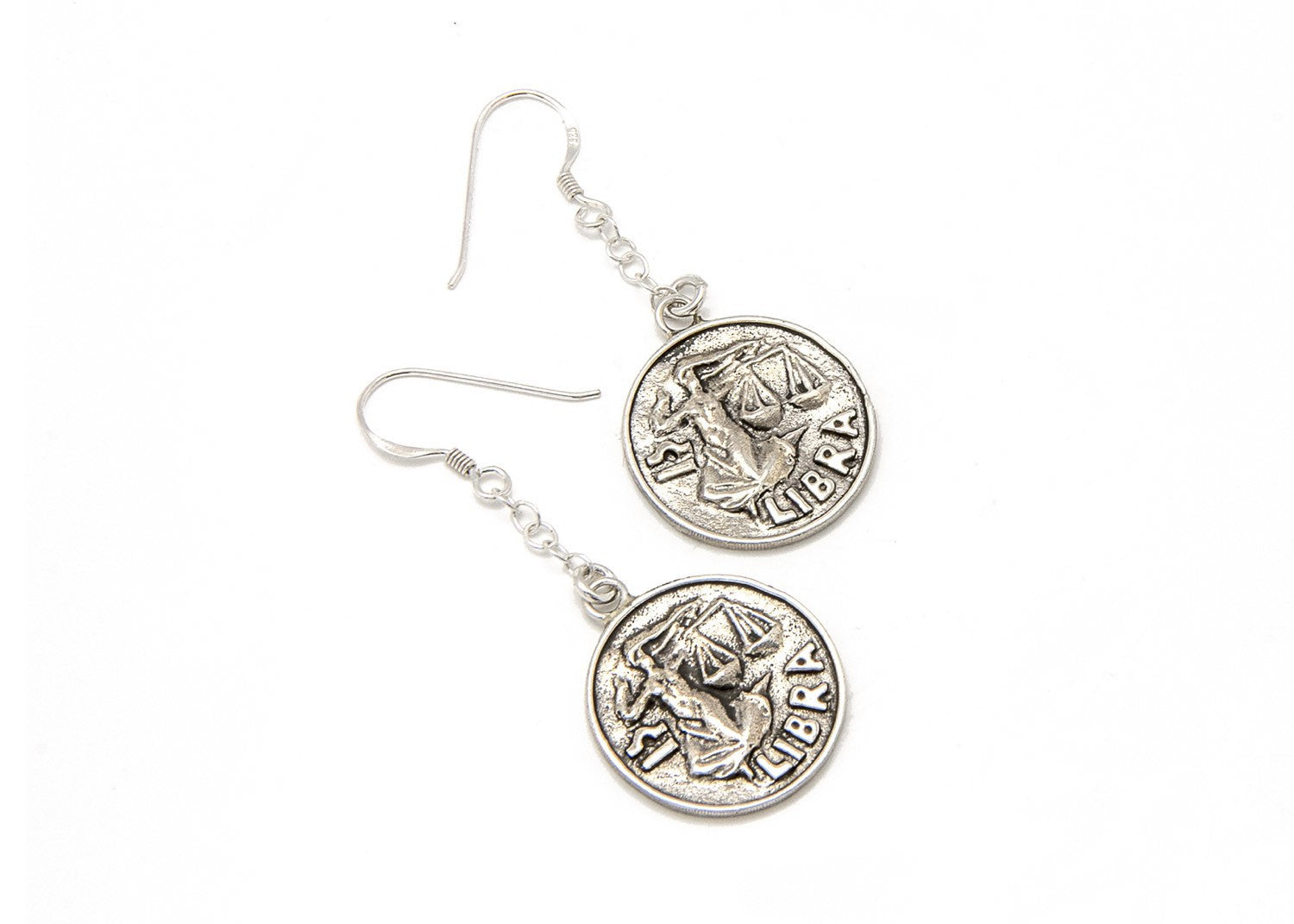 Libra Earrings Silver Coin Earrings Drop Earrings Dongle