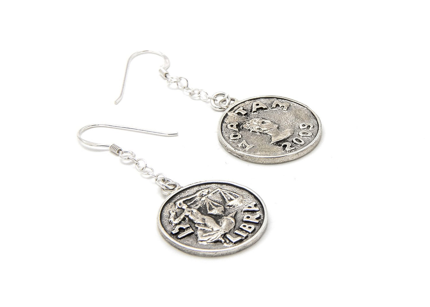 Libra Earrings, Silver Coin Earrings, Drop Earrings, Dongle Earrings, Boho Silver Earrings For Women, Zodiac Jewelry, Gift For Libra Woman