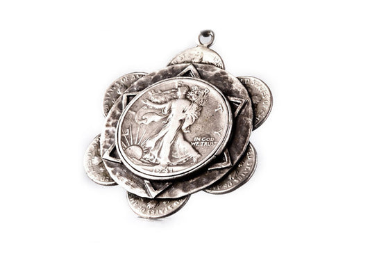 Sunflower Liberty Coin Necklace - US Half Dollar + US Dime
