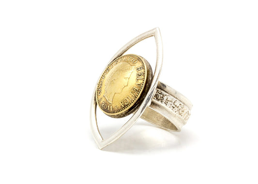 Swiss Eye Coin Ring - 5 Rappen coin of Switzerland