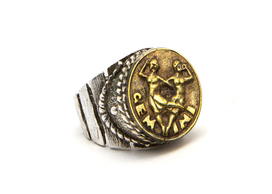 GEMINI Zodiac Ring, Sagittarius Birthday Gift, Silver Gemini Horoscope Ring, Astrology Ring, Silver Signet Ring, Silver Coin Ring