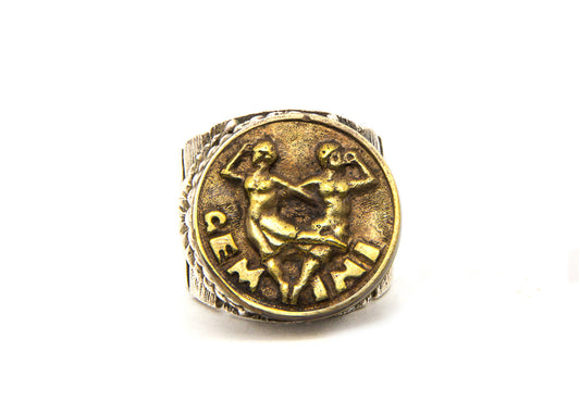 GEMINI Zodiac Ring, Sagittarius Birthday Gift, Silver Gemini Horoscope Ring, Astrology Ring, Silver Signet Ring, Silver Coin Ring