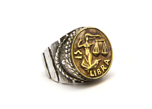 Libra Sign Astrology Zodiac Silver Ring