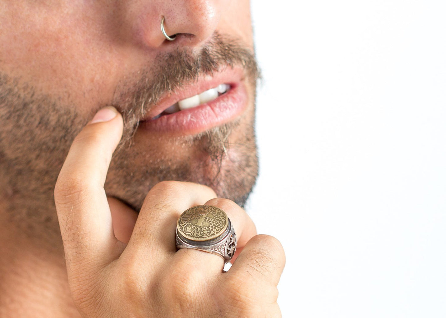 Spanish Old, Collector's Coin Ring - 1 Peseta Coin of Spain
