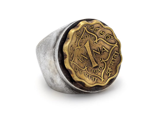 Indian Coin Ring - 1 Anna coin of British India Silver Ring