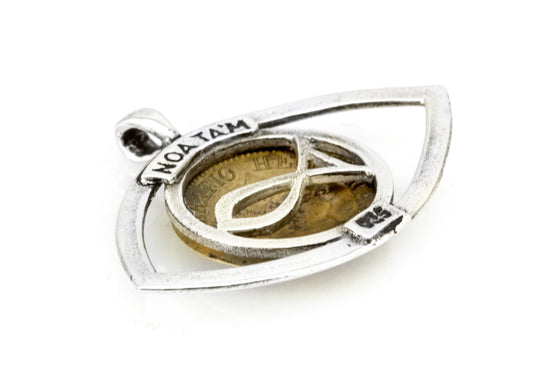 925 silver eye necklace with Swiss coin