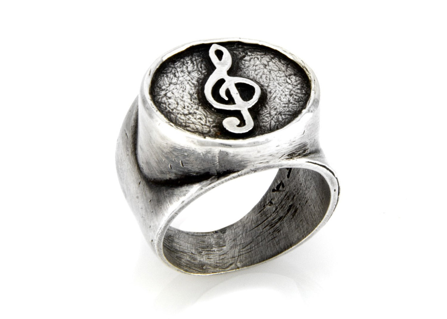 Treble Klef Musical Coin Medallion Ring