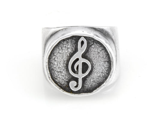 Treble Klef Musical Coin Medallion Ring