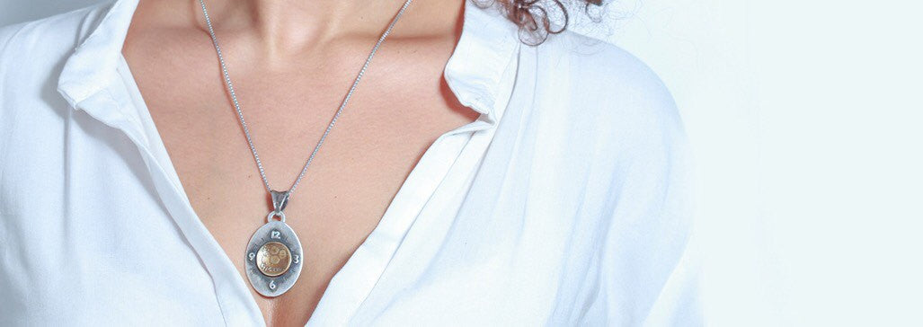 Israeli Coin Necklace - Old 5 Agorot Coin of Israel in Cute Pendant