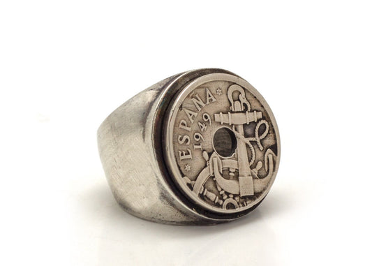 Spanish Old, Collector's Coin Ring - 50 centimos Coin of Spain