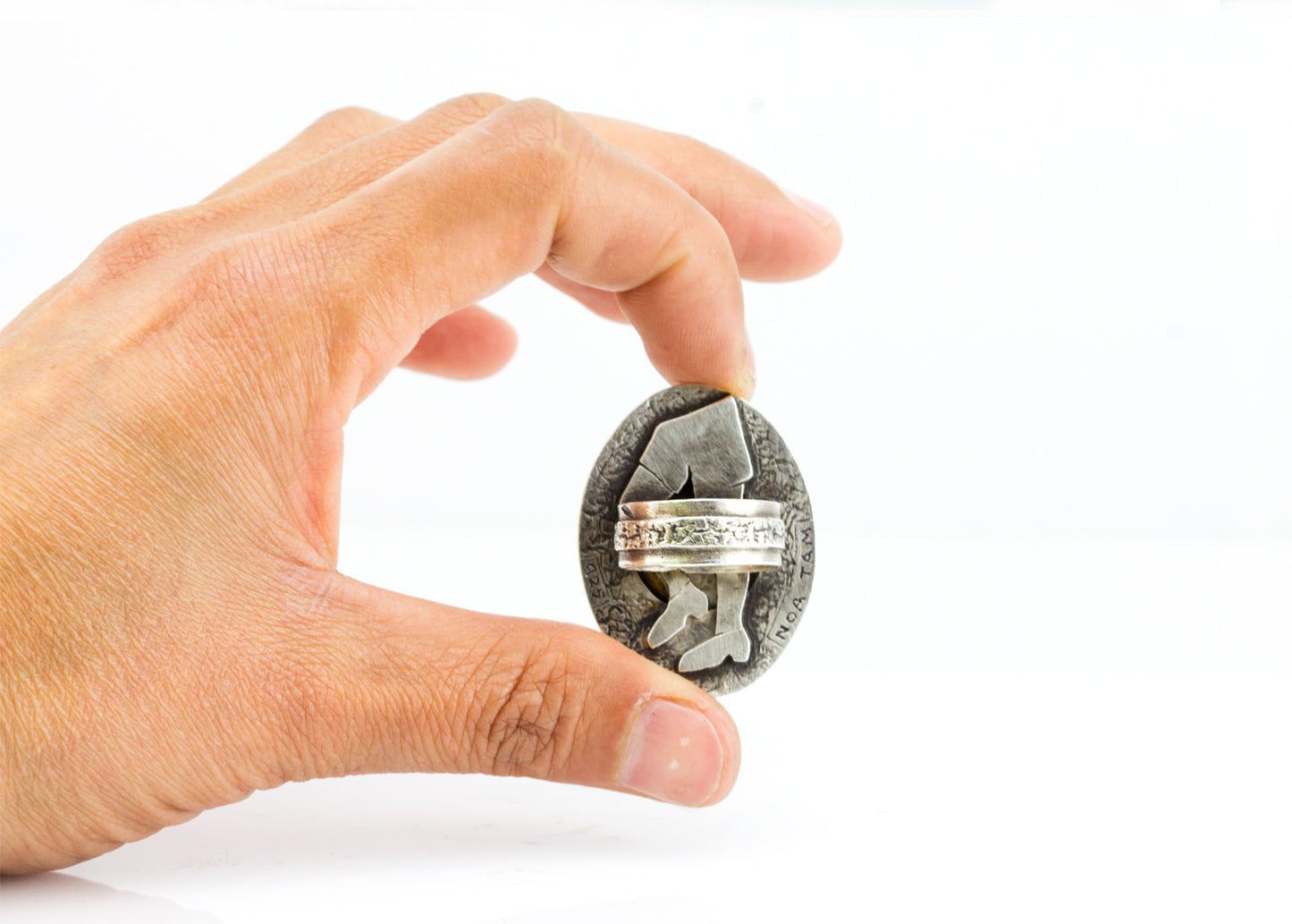 Motorbike Adventure Coin Medallion Clock Ring