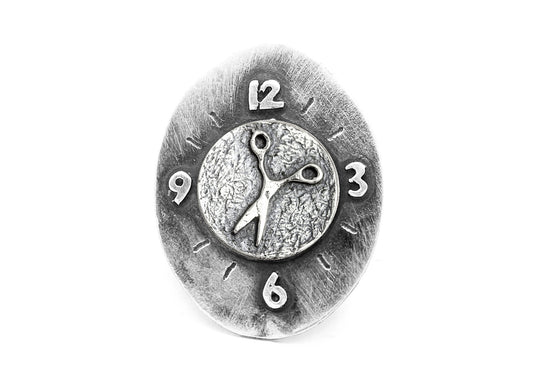 Scissors Coin Medallion Clock Ring