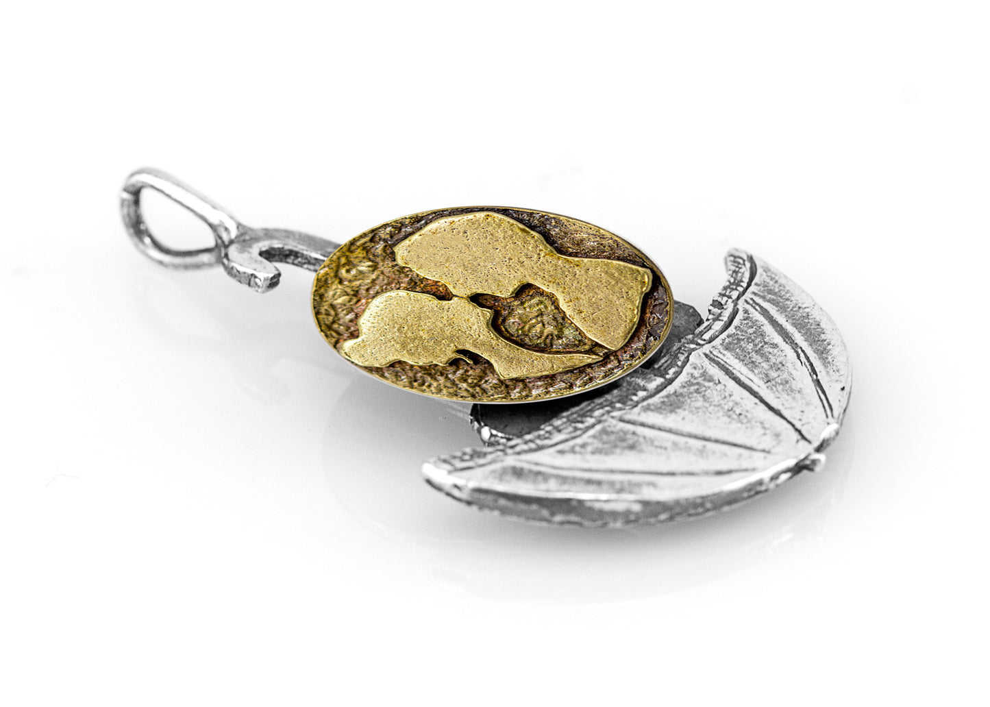 The Couple Sharing Love Coin Umbrella Necklace