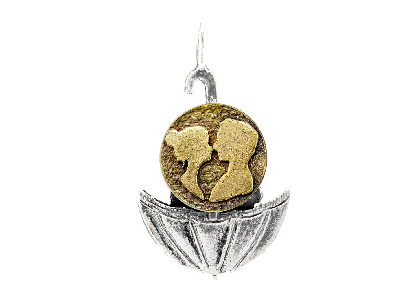 The Couple Sharing Love Coin Umbrella Necklace