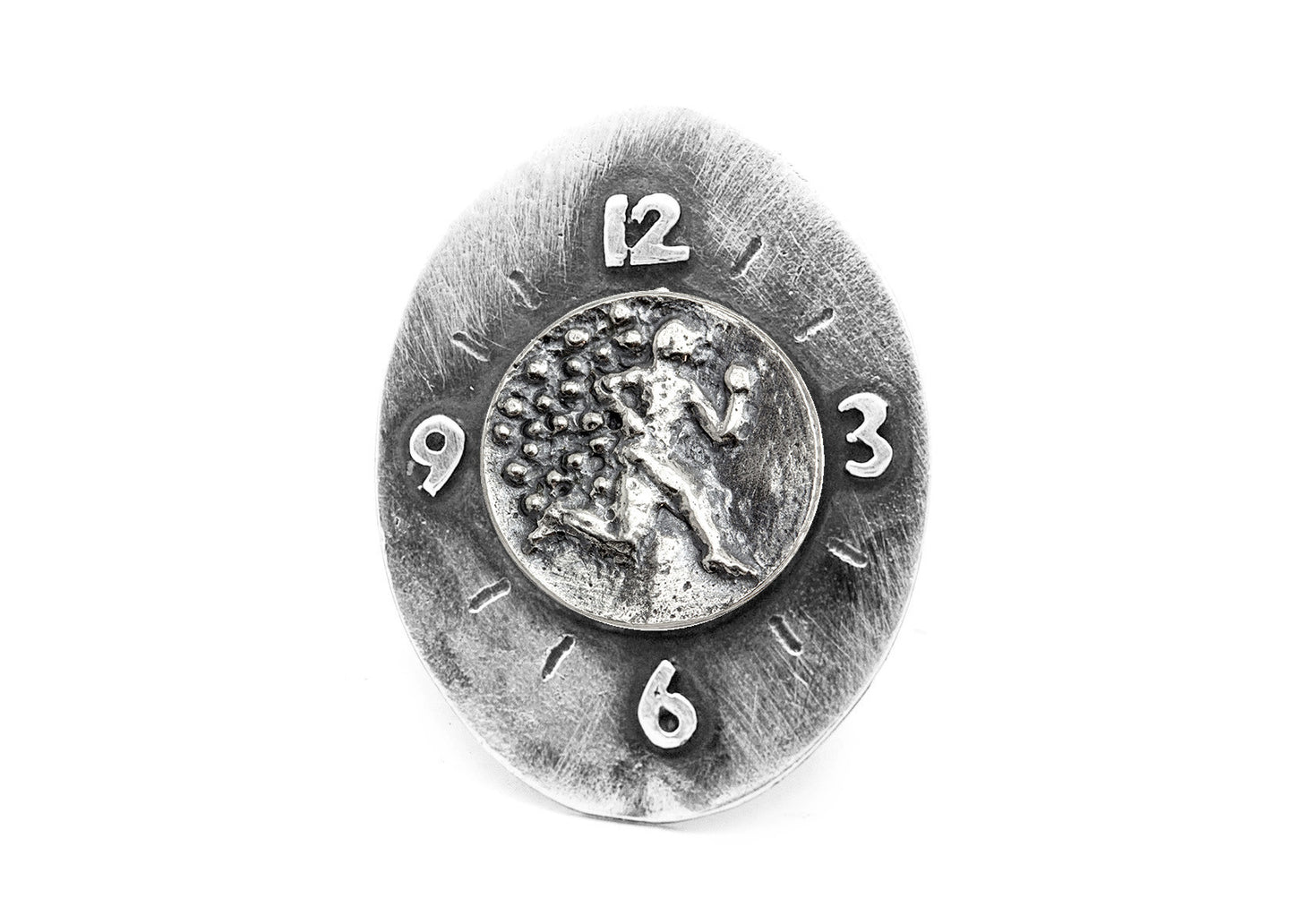 Running Man Freedom Medallion Clock Ring