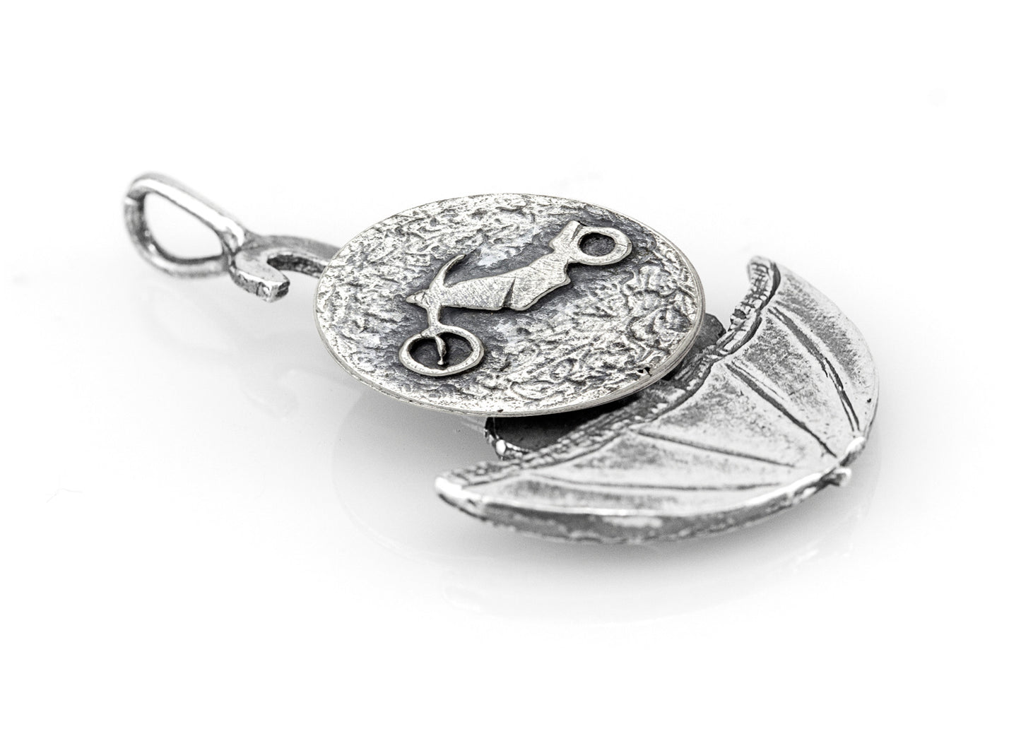 Motorbike Adventure Umbrella Medallion of Israel Necklace