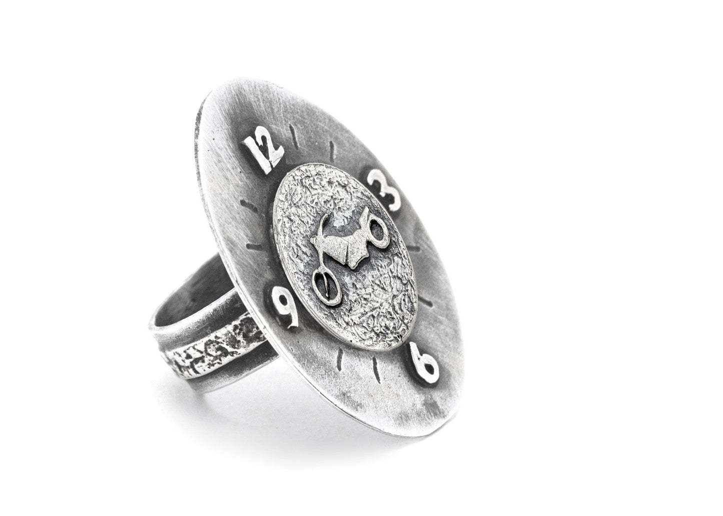 Motorbike Adventure Coin Medallion Clock Ring