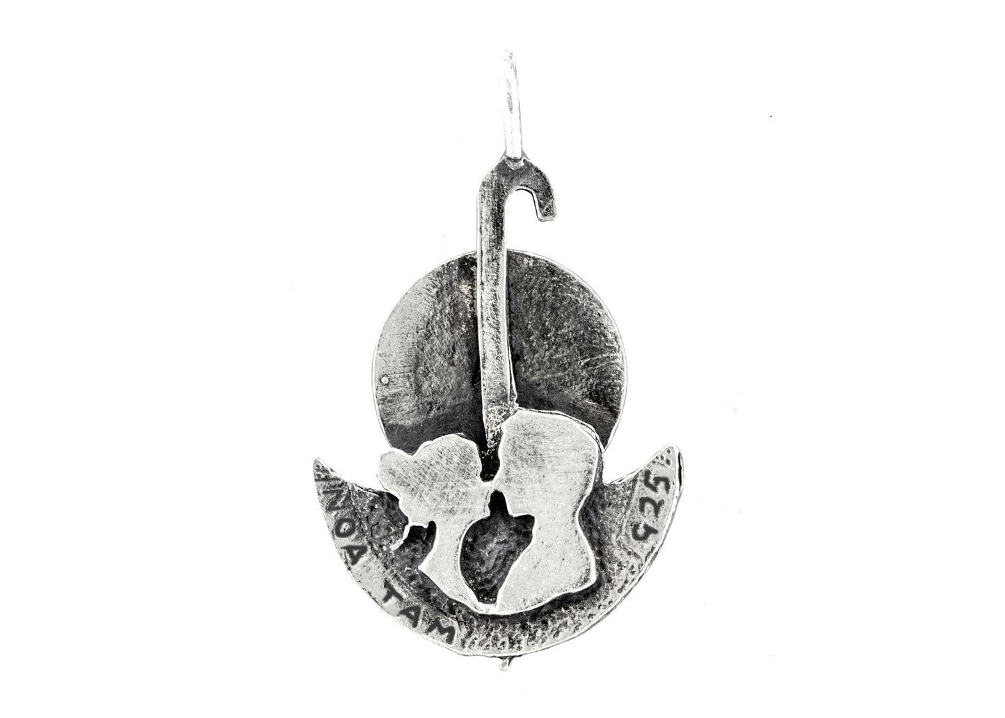 The Couple Sharing Love Coin Umbrella Necklace