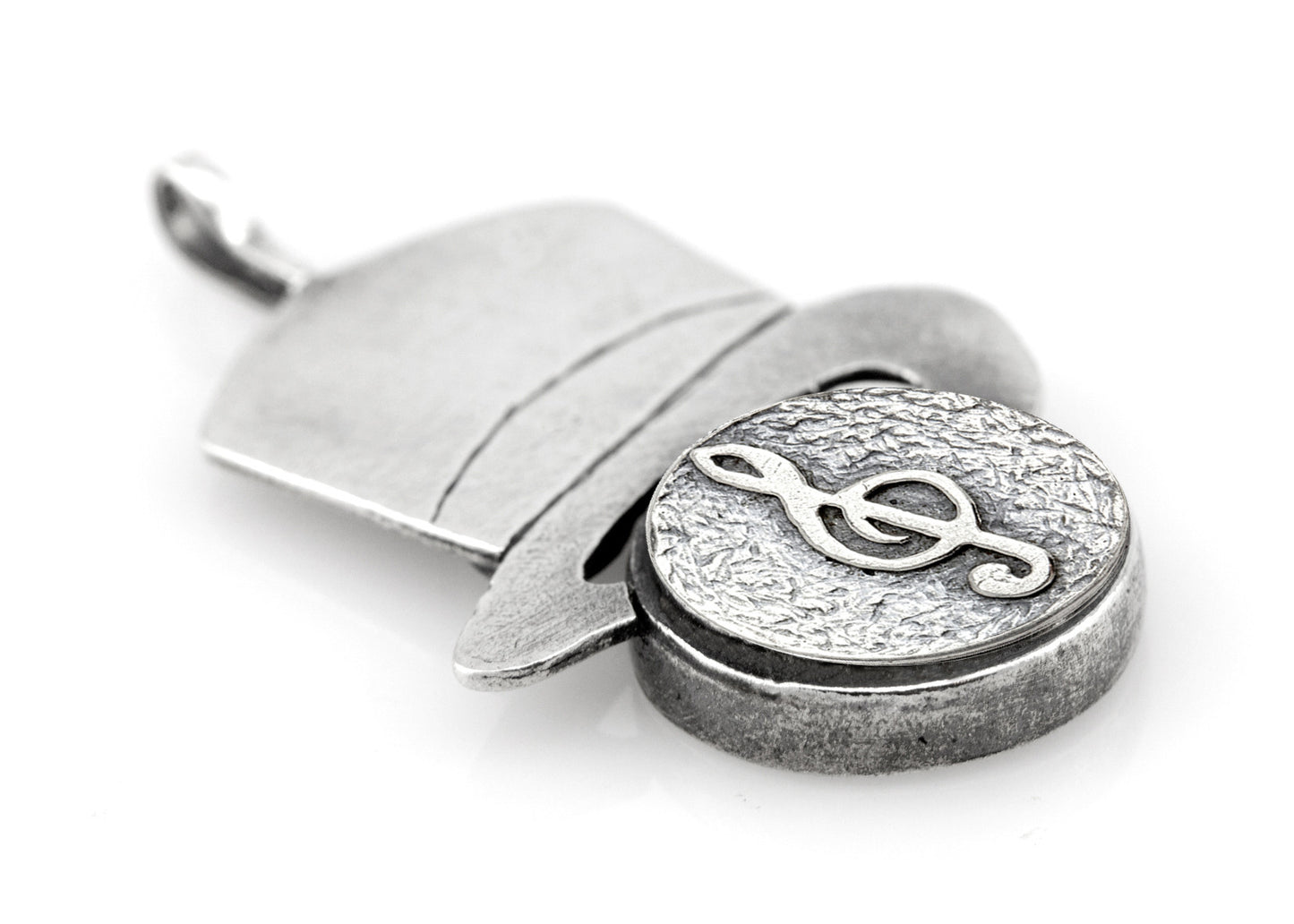Treble Clef Musical Medallion Hat Necklace