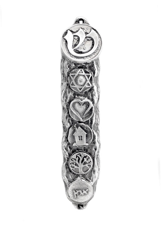 Silver Mezuzah Case, Sterling Silver Mezuzah with Scroll for Door, Ornate Mezuzah, Intricate Royal Mezzuzahs, Judaica Gifts for Home - Small (13cm)