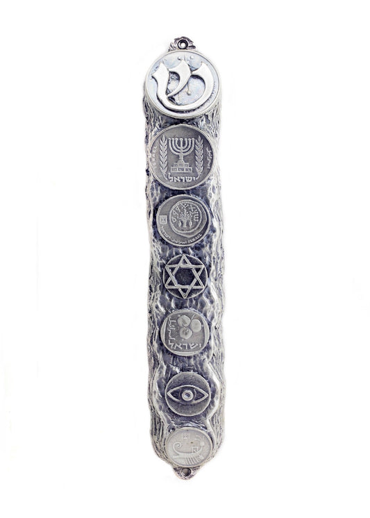 Silver Mezuzah Case, Sterling Silver Mezuzah with Scroll for Door, Ornate Mezuzah, Intricate Royal Mezzuzahs, Judaica Gifts for Home - Big (16cm)