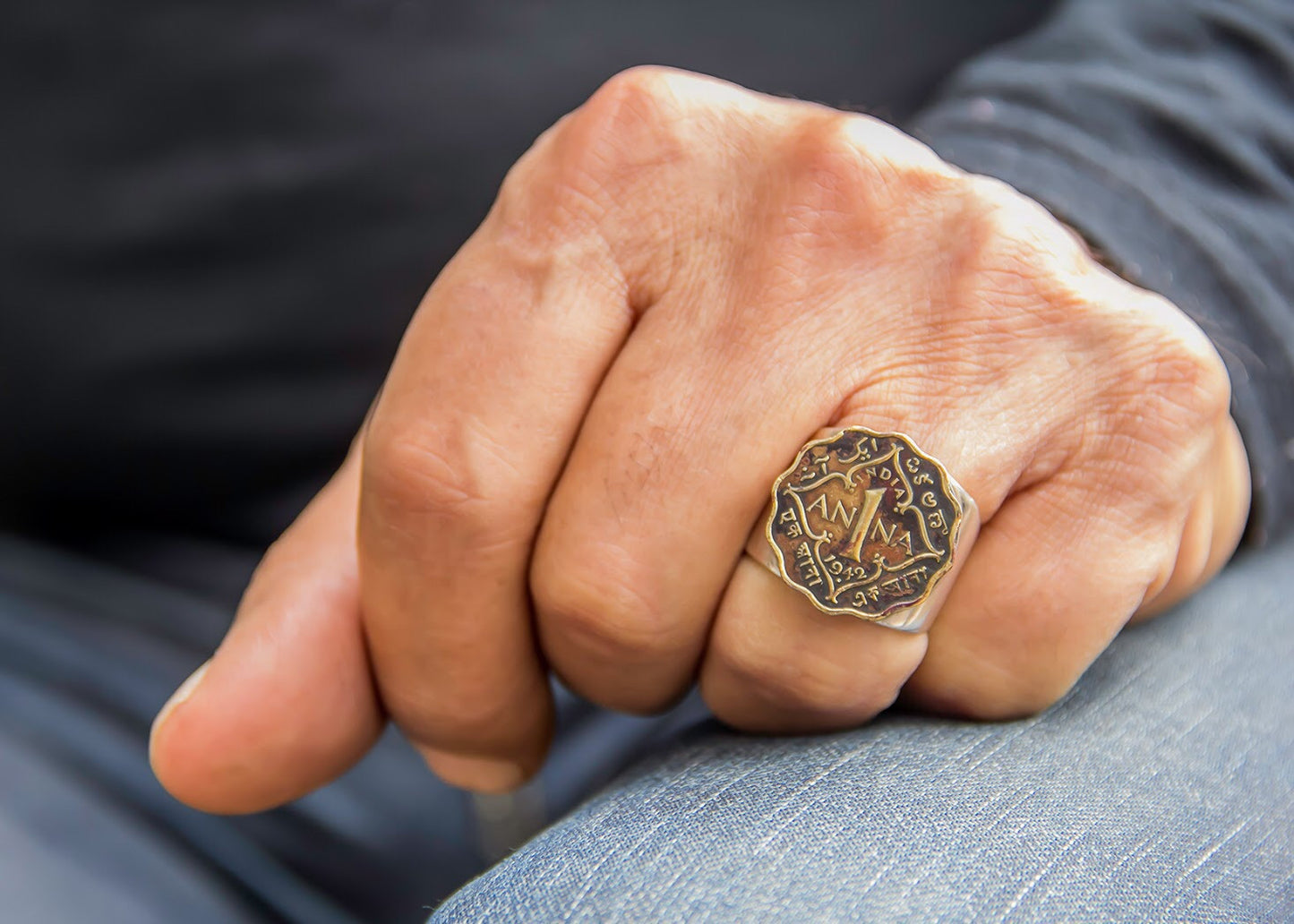 Old Silver Coin Ring - British Indian Coin With the King of India