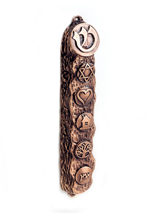 Copper Mezuzah Case, Mezuzah with Scroll for Door, Ornate Mezuzah, Intricate Royal Mezzuzahs, Judaica Gifts for Home 16cm / 6.3Inch