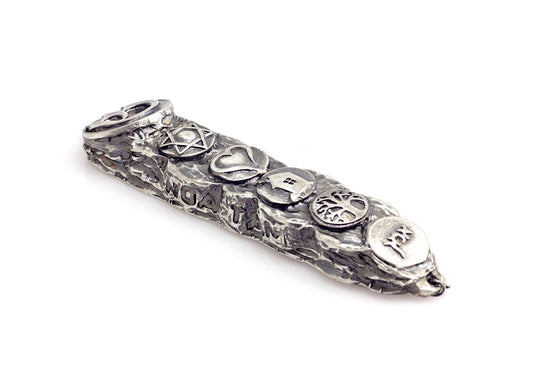 Silver Mezuzah Case, Sterling Silver Mezuzah with Scroll for Door, Ornate Mezuzah, Intricate Royal Mezzuzahs, Judaica Gifts for Home - Small (13cm)