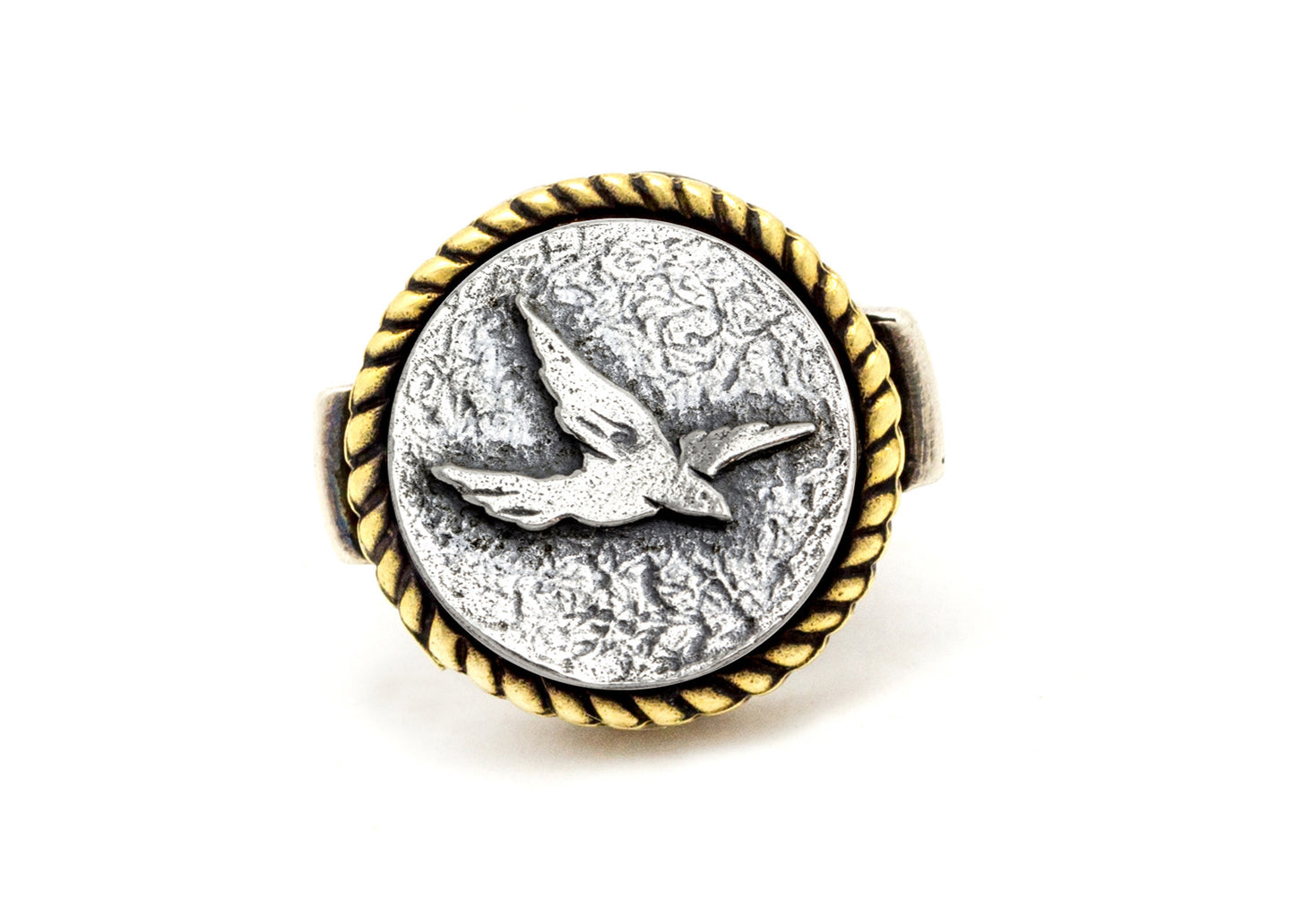 Coin ring with the bird coin medallion