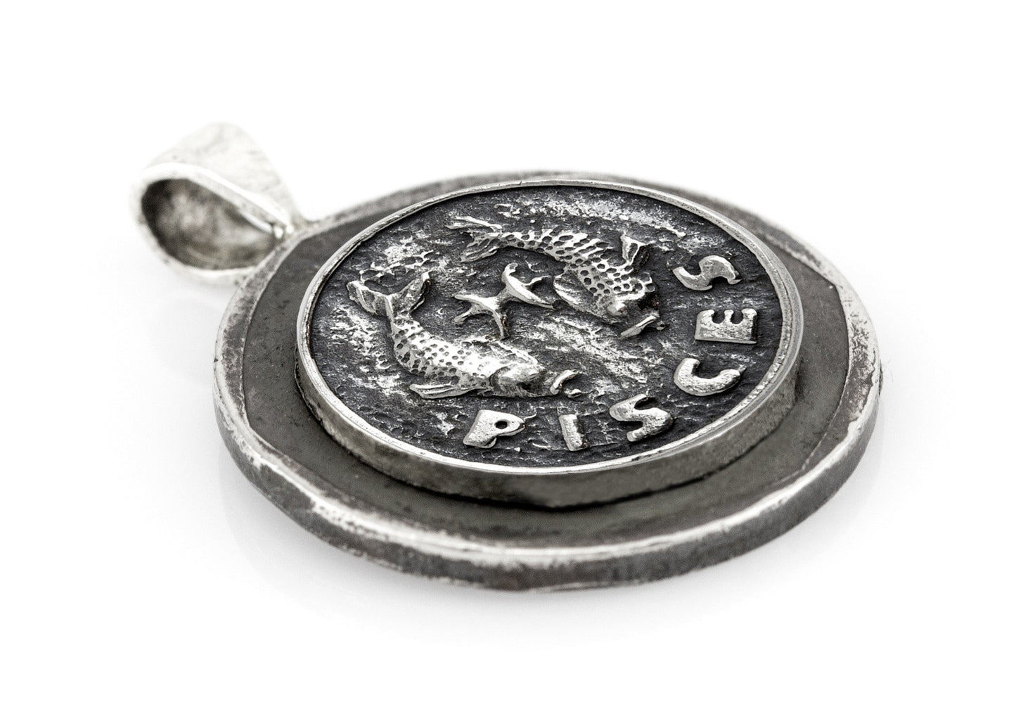 Pisces Sign Astrology Zodiac Medallion on Old 10 Sheqel Coin of Israel