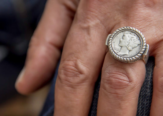 Mercury Dime Old Collector's Coin of USA Silver Ring