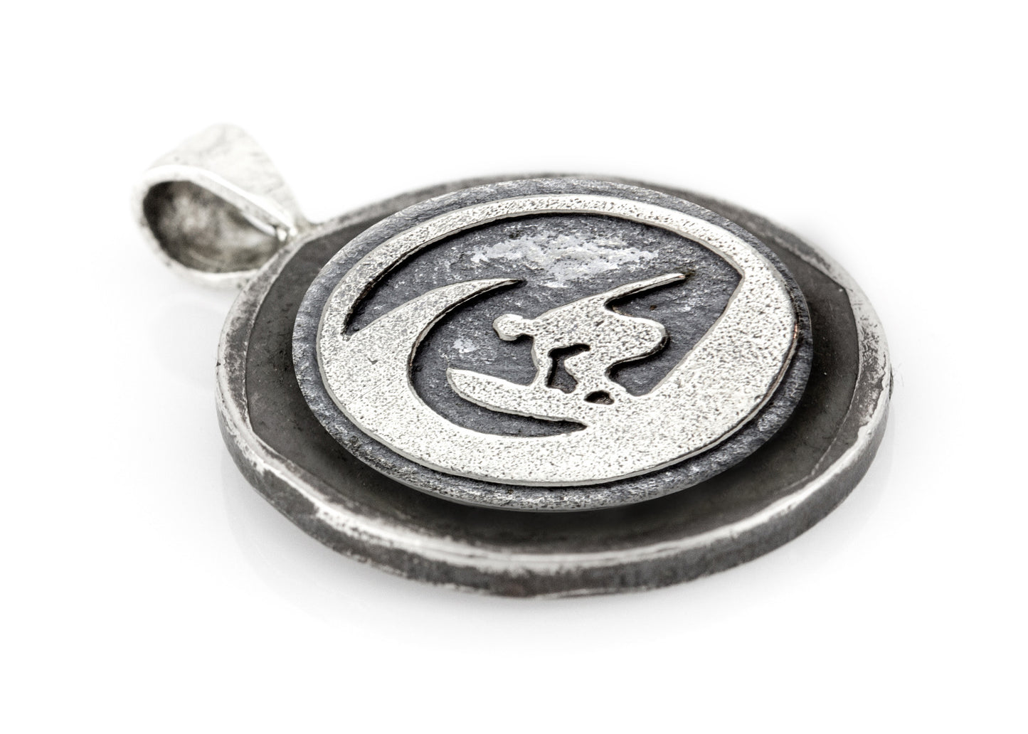 Coin Pendant with the Surfer coin medallion and the Buffalo Nickel coin of USA