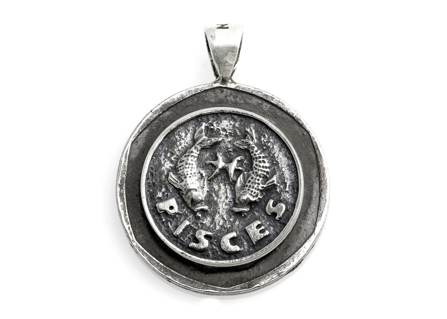 Pisces Sign Astrology Zodiac Medallion on Old 10 Sheqel Coin of Israel