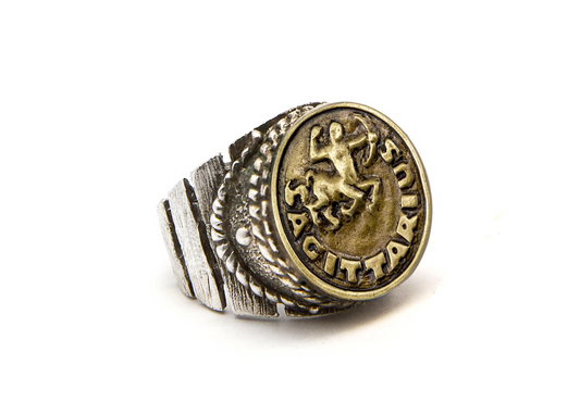 SAGITTARIUS Zodiac Silver Ring, Sagittarius Birthday Gift, Silver Sagittarius Horoscope Ring, Astrology Ring, Silver Signet Ring, Coin Ring
