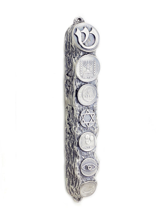 Silver Mezuzah Case, Sterling Silver Mezuzah with Scroll for Door, Ornate Mezuzah, Intricate Royal Mezzuzahs, Judaica Gifts for Home - Big (16cm)