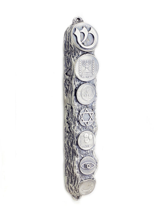 Silver Mezuzah Case, Sterling Silver Mezuzah with Scroll for Door, Ornate Mezuzah, Intricate Royal Mezzuzahs, Judaica Gifts for Home - Big (16cm)
